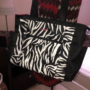 Zebra print diaper bag